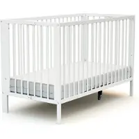 AT4 - Klappbares Babybett 60x120 FOLDO Weiß| 124 x 64 x 82 cm |Faltbares Kinderbett | Gitterbett mit Lattenrost 2 Stufen Höhenverstellbar