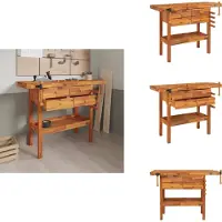 vidaXL Werkbank mit Schubladen Schraubstöcken 124x52x83 cm Akazienholz - Werkbänke