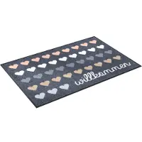 Kleen-Tex Fußmatte "Willkommen Herzen", rechteckig, 7 mm Höhe, Schmutzfangmatte, Motiv Herzen, mit Spruch, rutschhemmend, waschbar