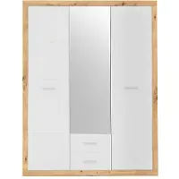 Die Möbelfundgrube Storck 151cm 3 Türen und 2 Schubladen mit Spiegel - Artisan Eiche/Weiß