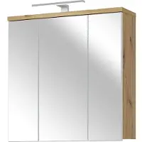 Forte VERIS Spiegelschrank 70, moderner Badezimmerschrank mit Spiegel, Hängeschrank,Holzwerkstoff, Artisan Eiche Holzdekor mit Weiß, 68,6 cm breit x 68,1 cm hoch x 20 cm tief