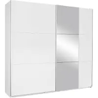 Die Möbelfundgrube Schwebetürenschrank weiß Spiegel 218 cm - rauch - KRONACH