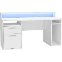 Die Möbelfundgrube Gaming Tisch Computerschreibtisch 160 cm weiß - LED - TEZAUR