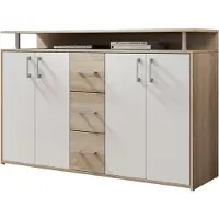 Die Möbelfundgrube Highboard Sonoma Eiche - weiß - 4-türig - 139 cm - DRIFT
