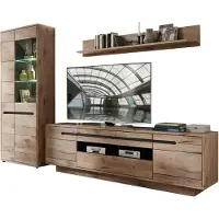 Die Möbelfundgrube Wohnwand Viking Oak graphit 299 cm - Beleuchtung - BELLANO