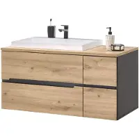 Die Möbelfundgrube Waschbeckenunterschrank mit Becken Eiche - grau - MEMPHIS