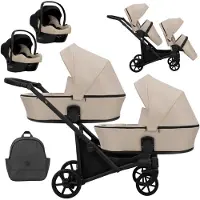 Kunert Brav Duo 2in1 Zwillingswagen - schwarzes Gestell - Farbe: Creme