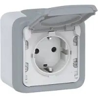 Legrand Plexo55 Steckdose (SL) 1-fach IP44 Feuchtraum Aufputz grau 069730