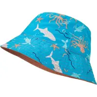 Playshoes Wende-Sonnenhut "Meerestiere" in Blau/ Hellbraun - 53 cm