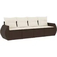 vidaXL 4-tlg. Garten-Sofagarnitur mit Kissen Braun Poly Rattan