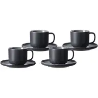 Ritzenhoff & Breker Tasse "Kaffeetassen mit Untertassen Jasper 240 ml 4er Set", schwarz, 8 tlg., Keramik, Trinkgefäße, Tasse