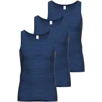 Ammann Unterhemd "Unterhemd Jeans Unterhemden 3P 3er Pack", Herren, Gr. L, N-Gr, blau (dunkelblau), Obermaterial: 75% Baumwolle CO. 25% Polyester PES., Unterhemden Unterhemd