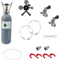 Ich-zapfe Zubehörpaket für Kontakt 2-leitig mit 1x Korb Zapfkopf, 1x Flach Zapfkopf und 2 kg Co2 Flasche