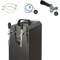 Ich-zapfe Komplett Set - Zapfanlage, Bierzapfanlage STREAM 50K mit Luftpumpe Bierkoffer, Durchlaufkühler 2-leitig Trockenkühler, bis zu 55 Liter/h - BLACK EDITION, Zapfkopf:Dreikant,Zapfkopf 2:Korb