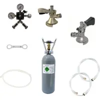 Ich-zapfe Zubehörpaket 4 mit 2 kg Kohlensäure für 2-Leitige Zapfanlagen Flach Fitting Kombi Fitting