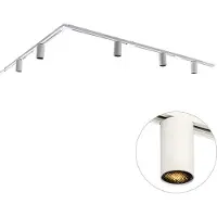 QAZQA - Modern Modernes Schienensystem I Spotlight I Deckenspot I Deckenstrahler I Strahler mit 5-flammig weißen Spot I Spotlight I Deckenspot I Deckenstrahler I Strahler I Lampe I Leuchten 1-phasig G