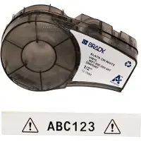Brady 142807, Schwarz, Weiß, Selbstklebendes Druckeretikett, Acryl, Vinyl, Wärmeübertragung, Dauerhaft, Matte
