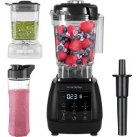 Kitchenbrothers 2-in-1 Power Standmixer - 1600W - 2L - Komplettset mit Zerkleinerer und To-Go Becher - Smoothie Maker - Eiscrusher - Schwarz