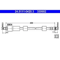 Ate Bremsschlauch 24.5111-0420.3 für Peugeot Citroën 307 SW Break C4 I
