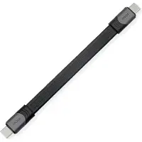 Roline USB4 Gen3x2 Kabel, USB C-C, ST/ST, 8K UHD-2, 40Gbit/s, 100W, extra-flach, schwarz, 15 cm
