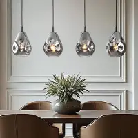 LumenXL Design-Hängelampe Schwarz mit Rauchglas 4-flammig - Faliste