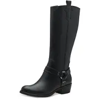 Marco Tozzi Damen Stiefel Western Cowboy Boot mit Zierriemen 2-25503-43, Größe:36 EU, Farbe:Schwarz