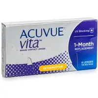 Acuvue Vita for Astigmatism (6er Packung) Monatslinsen (-1.5 dpt, Zyl. -0.75, Achse 180 & BC 8.6) mit UV-Schutz für trockenere Augen