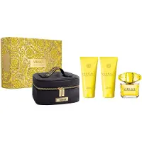 Versace – Yellow Diamond Geschenkset EDT 90 ml, Körperlotion 100 ml, Duschgel 100 ml und Kosmetiktasche 90 ml
