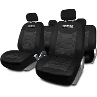 Sparco BK Sitzschonbezug Sitzbezüge Set Vorne und Hinten Universal PVC Polyester Schwarz