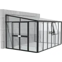 Pergart Vitavia, Aktionsangebot (inkl. 100 Euro Zubehör): Anlehn-Gewächshaus "Helena 10200", schwarz, 10,2 m², 3 mm ESG, 10 mm HKP