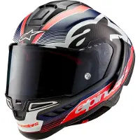 Alpinestars Supertech R10 Team Schwarz Carbon Rot Fluo Dark Blau Matt Integralhelm Größe 2XL