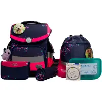 School-mood Schulranzen "Timeless Pro", Kinder, Gr. B/H/T: 36cm x 42cm x 21cm, pink (leni (hund) mit moodie willi wissbegier), Polyester, Rucksäcke Schulranzen