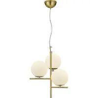 TRIO Pendelleuchte - Goldgelb - Weiß - Opalglas - Metall - H 150 cm - 3-flammig