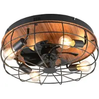 TRIO Leuchten Deckenventilator Trondheim, Remote, 4xE27, holz Trondheim, schwarz, für Wohn- / Esszimmer, Metall, Modern