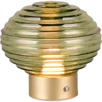 TRIO Wiederaufladbare Tischlampe Gold Earl grünes Glas