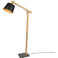 TRIO Stehleuchte HARRIS 1-flammig Schwarz & Gold mit Holz