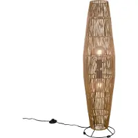 RL LIVE YOUR LIGHT Kleine skandinavische Stehlampe für Wohnzimmer Ecke, Korblampe in Rattan-Optik