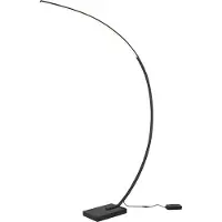 TRIO Puristische schmale LED Bogenlampe in Schwarz matt mit Dimmer & großer Ausladung