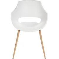 Beliani Esszimmerstuhl 4er Set Weiß aus Kunststoff u. Eisen in Holzoptik Modernes Design mit Armlehnen Minimalistischer Stil für Küche Esszimmer