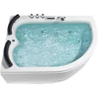 Beliani Whirpool-Badewanne Weiß 158 x 113 cm mit LED-Beleuchtung SPA Modern