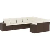 vidaXL 9-tlg. Garten-Sofagarnitur mit Kissen Braun Poly Rattan