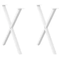 vidaXL Esstischbeine X-Form 2 Stk. Weiß 80x(72-73) cm Stahl