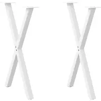 vidaXL Esstischbeine X-Form 2 Stk. Weiß 50x(72-73) cm Stahl