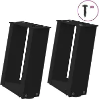 vidaXL Couchtischbeine U-Form 2 Stk. Schwarz 30x(30-31) cm Stahl