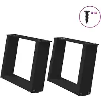 vidaXL Couchtischbeine U-Form 2 Stk. Schwarz 40x(30-31) cm Stahl