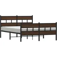 vidaXL Metallbett ohne Matratze Braun Eichen-Optik 150x200 cm