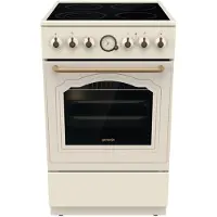 Gorenje GECS5B70CLI Elektroherd, Freistehender Herd, Beige, Drehregler, Vorne oben, Metall, Keramik