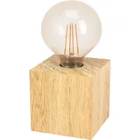 Eglo Tischlampe Prestwick 2, Deko Tischleuchte, Nachttischlampe Würfel aus Holz in Natur, FSC100HB, Tisch Lampe für Wohnzimmer und Schlafzimmer, E27