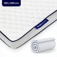 Soulsnooze - DuoComfort Premium Topper - 160 x 200 x 7 cm & Doppelseitiges Design - Ausgestattet mit Bambusbezug und Anti-Rutsch-Schicht - Zur Rückenunterstützung und Druckentlastung - Weißer Memory