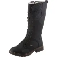 Rieker Schnürstiefel , Damen, Gr. 36 (3,5), Varioschaft, schwarz, Filz, Nubuklederimitat, unifarben, Basic, Schuhe Schnürstiefel, Winterstiefel, Blockabsatz, Warmfutter, mit Tex-Ausstattung, Topseller